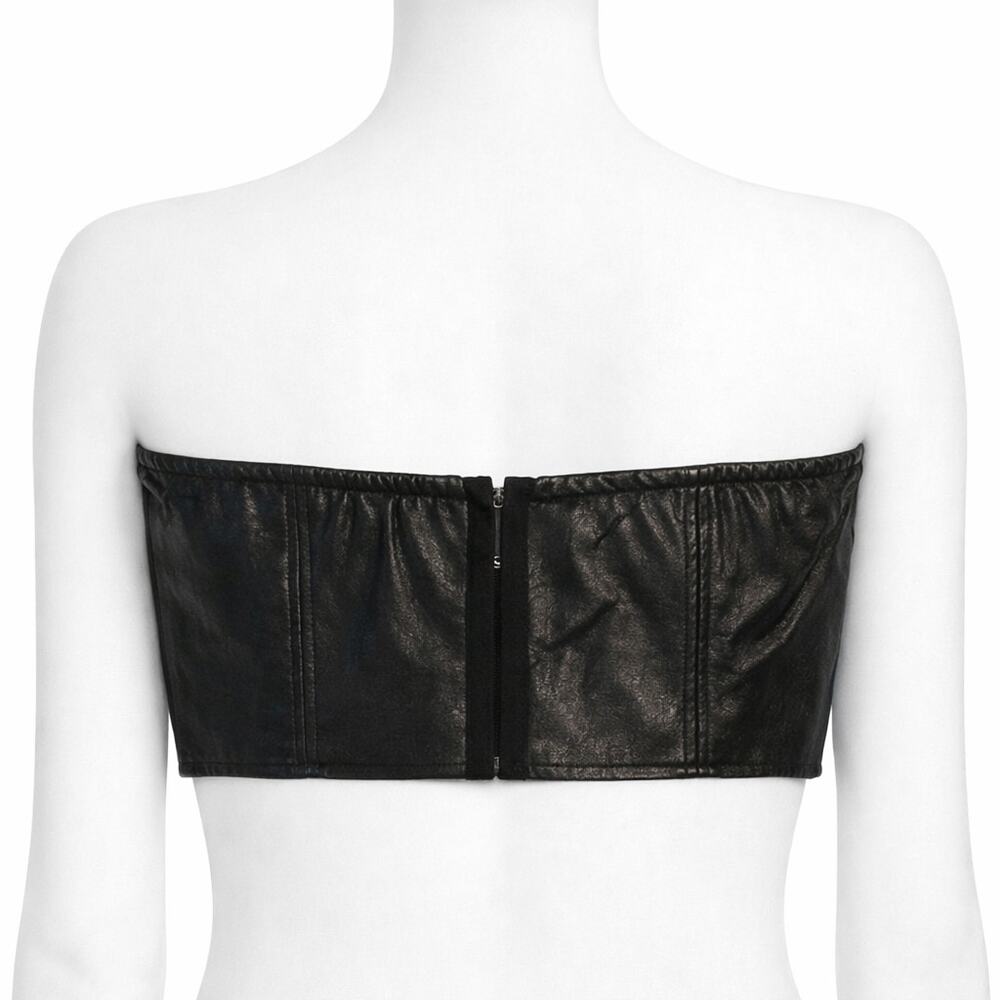 Sparkle & Fade Edgy Bandeau Top Womens Size Large Black Faux Leather Rocker Edgy - Picture 2 of 8